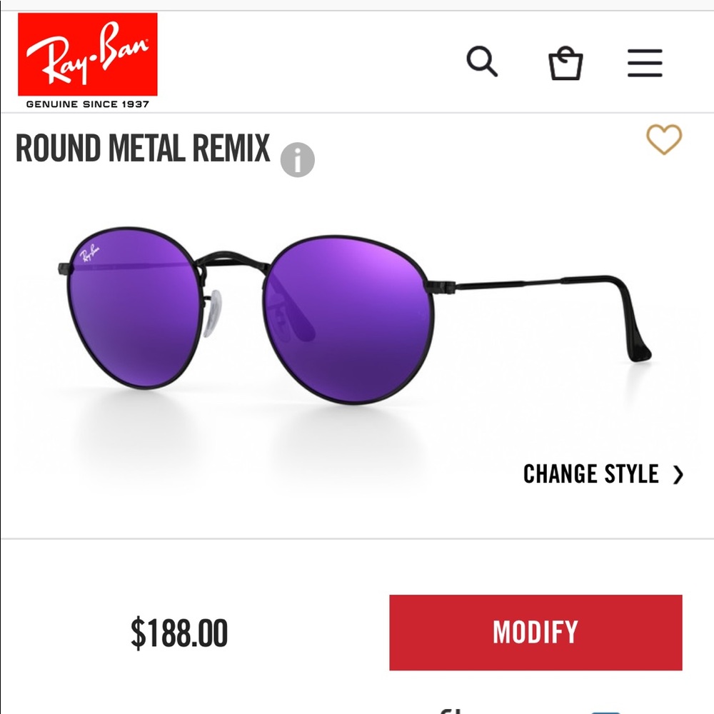 RAY BAN custom made black frame with purple lenses